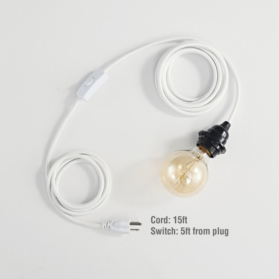 Portable Shade Ready Hardwire Pendant - White