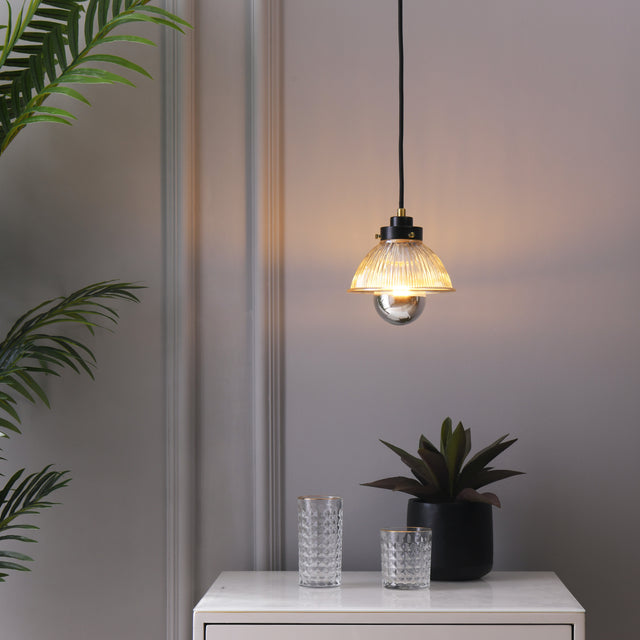 Bonnie Glass Bowl Pendant Light - Black & Gold