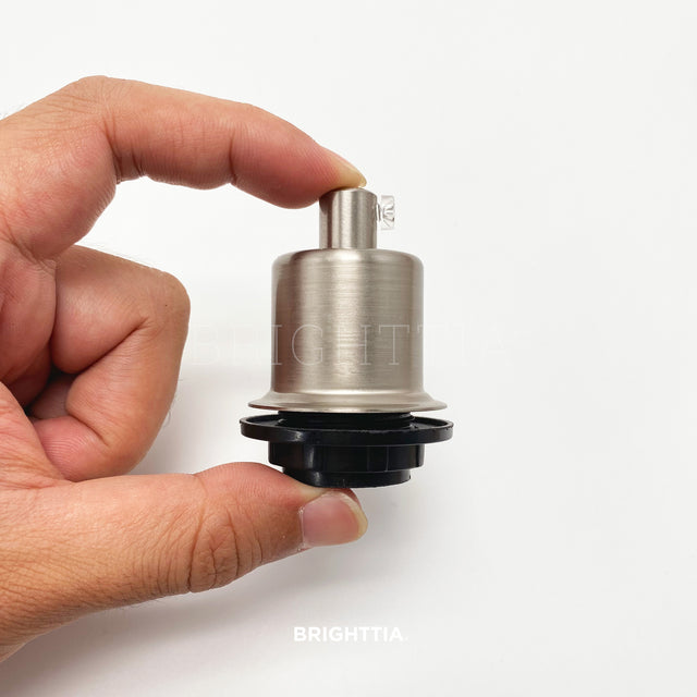 Half Cap E12 Shade-Ready Bulb Socket - Brushed Nickel
