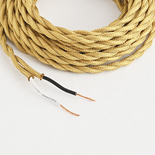 Brass Twisted Fabric Cord - Cloth Covered Electrical Wire