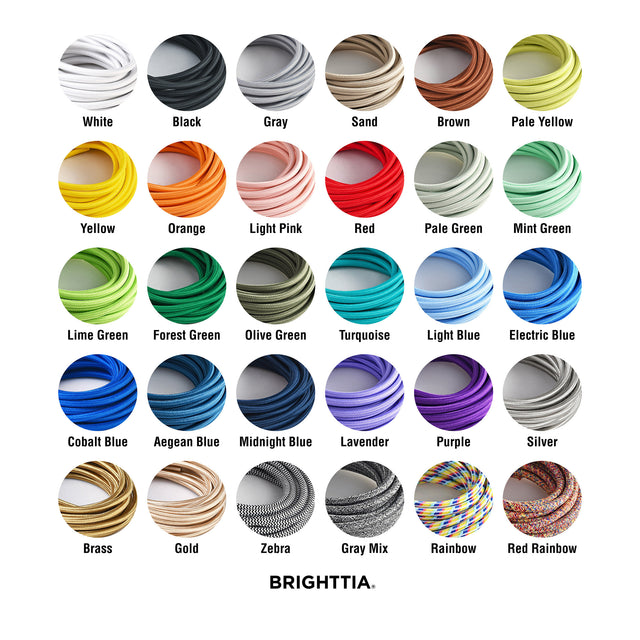 30 color swatches of solid round color fabric cords