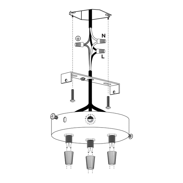 3-Port White Ceiling Canopy With Nylon Cord Grips