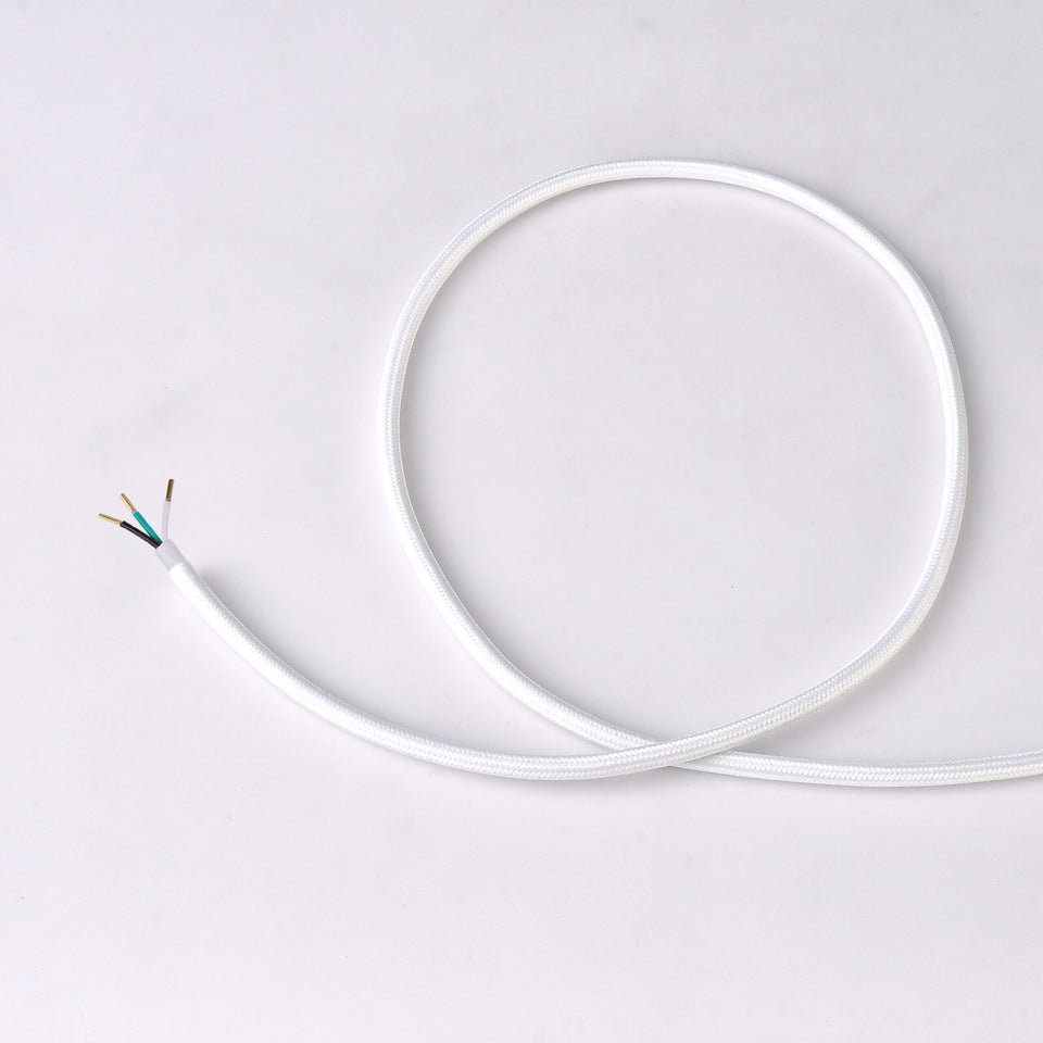 White Fabric Cord - Cloth Covered Electrical Wire