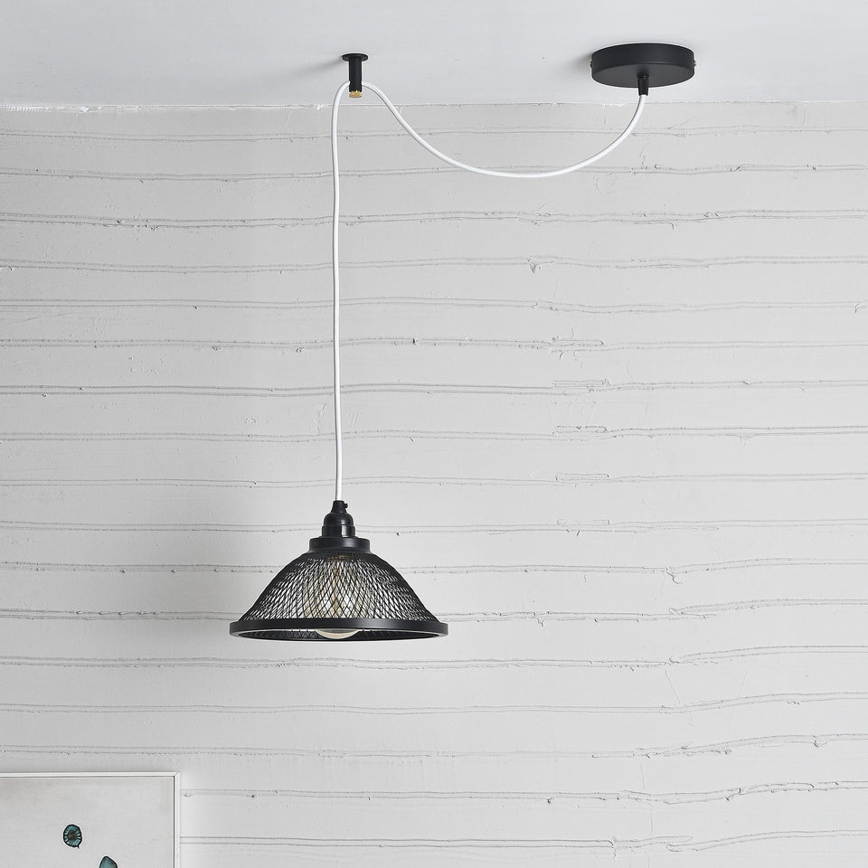 1-Port Black Ceiling Canopy With Nylon Cord Grip