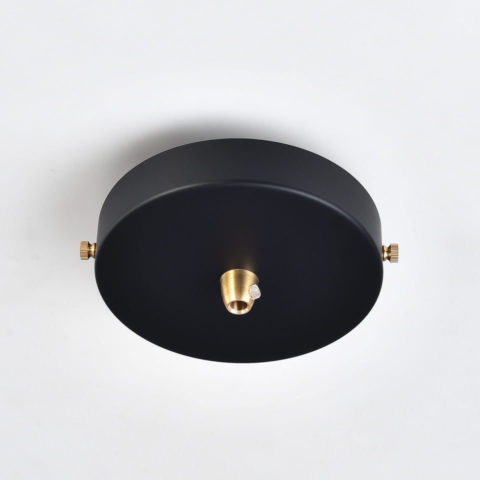 1-Port Black Ceiling Canopy With Brass Cord Grip