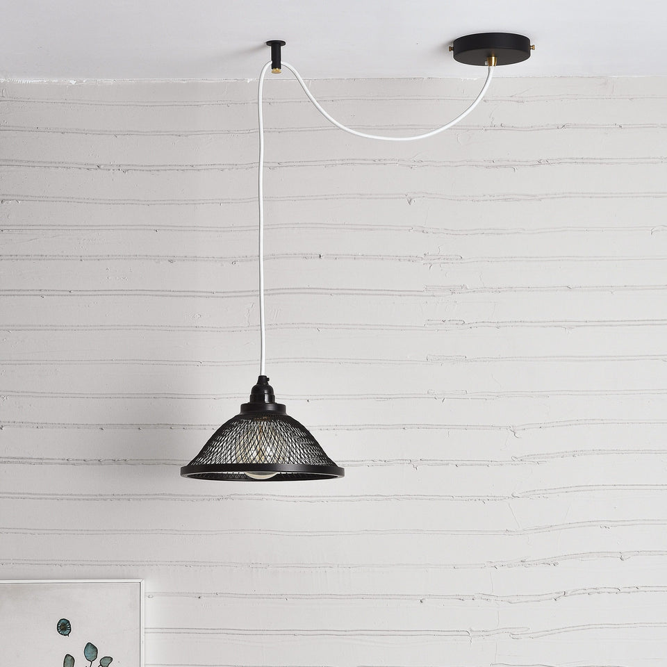 1-Port Black Ceiling Canopy With Brass Cord Grip