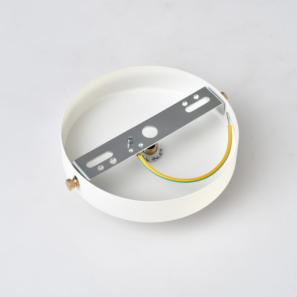 1-Port White Ceiling Canopy With Brass Cord Grip