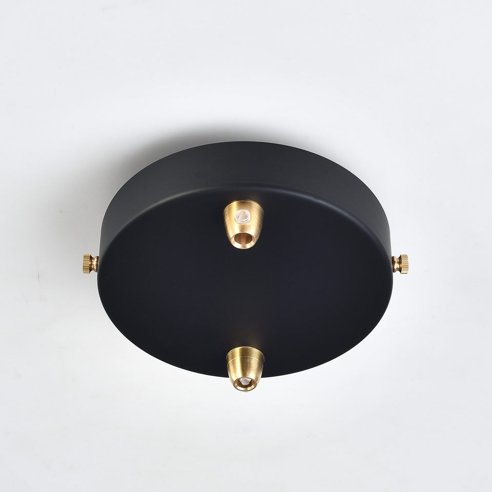 2-Port Black Ceiling Canopy With Brass Cord Grip
