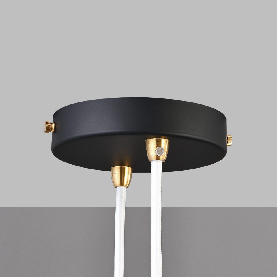 2-Port Black Ceiling Canopy With Brass Cord Grip