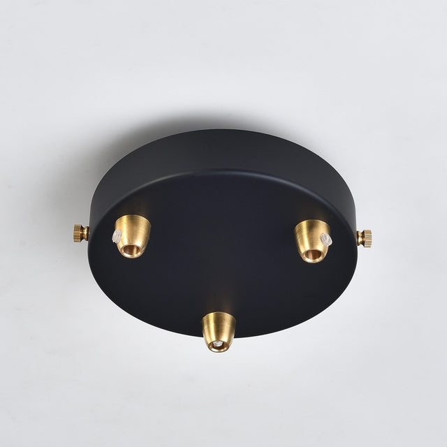 3-Port Black Ceiling Canopy With Brass Cord Grip