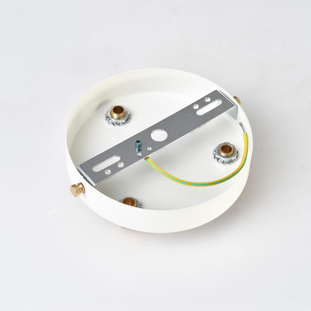 3-Port White Ceiling Canopy With Brass Cord Grip