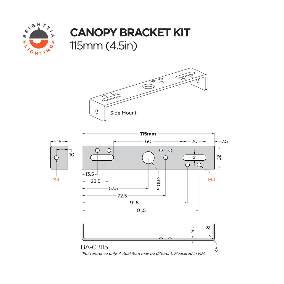 4.5in (115mm) Crossbar Bracket Kit For 4.7in Canopies