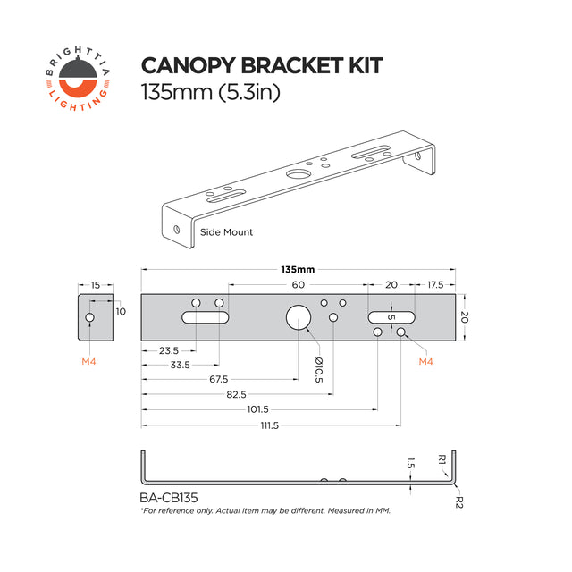 135mm (5.3in) Crossbar Bracket Kit For Lamp Canopies