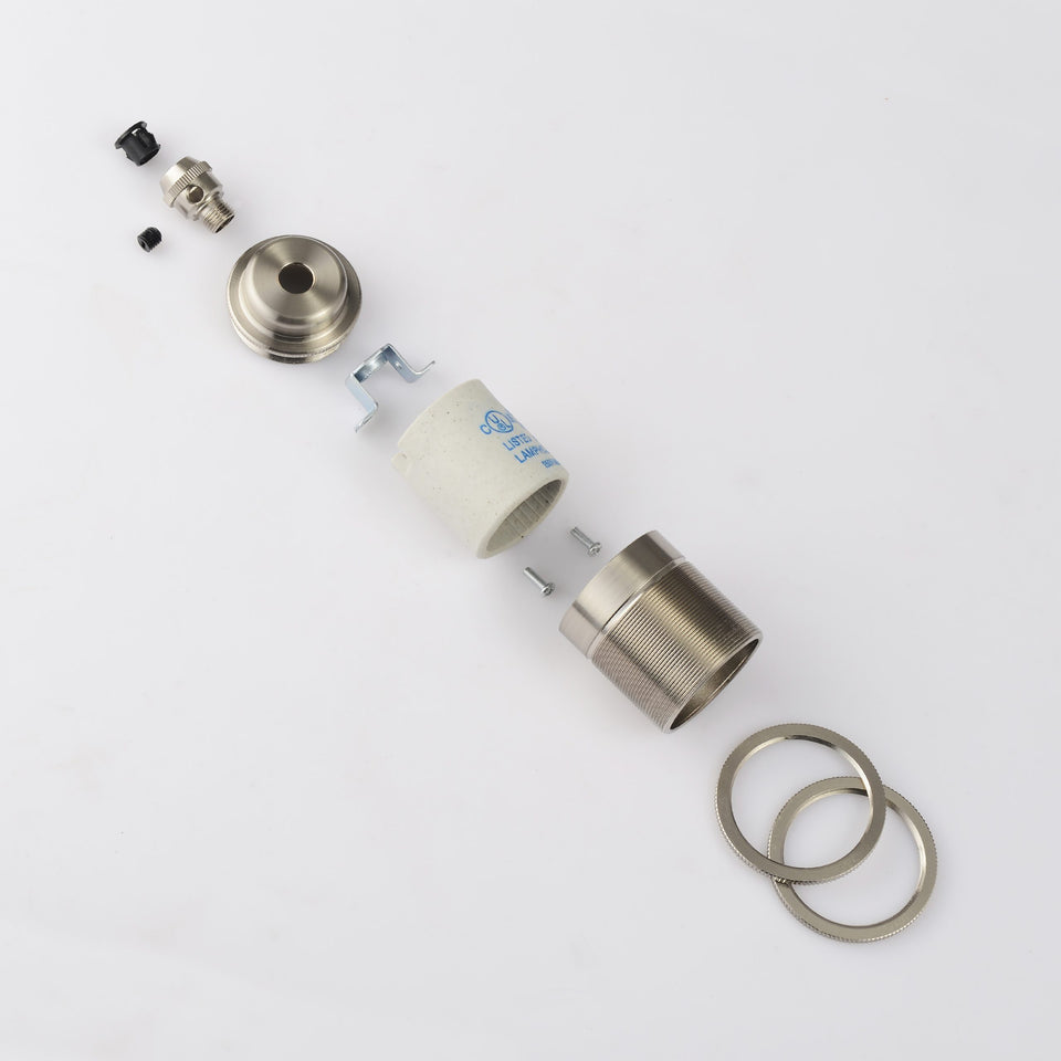 Shade-Ready Brass E26 Light Bulb Socket - Nickel