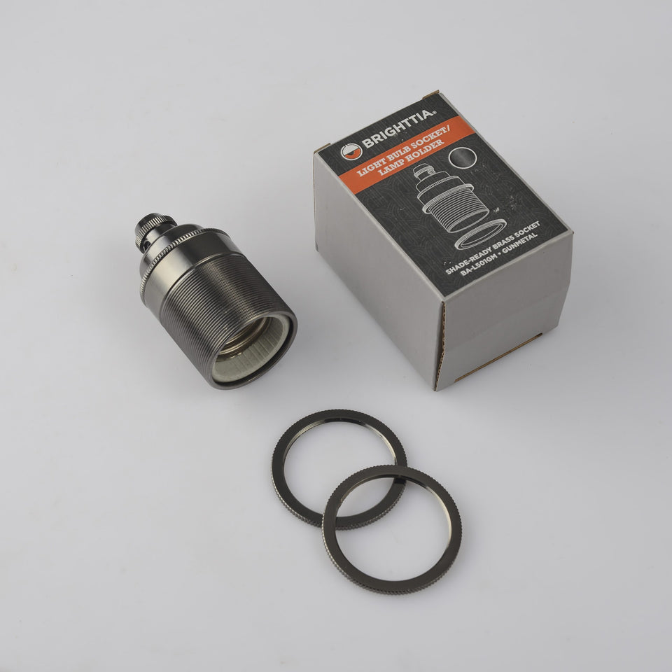 Shade-Ready Brass E26 Light Bulb Socket - Gunmetal