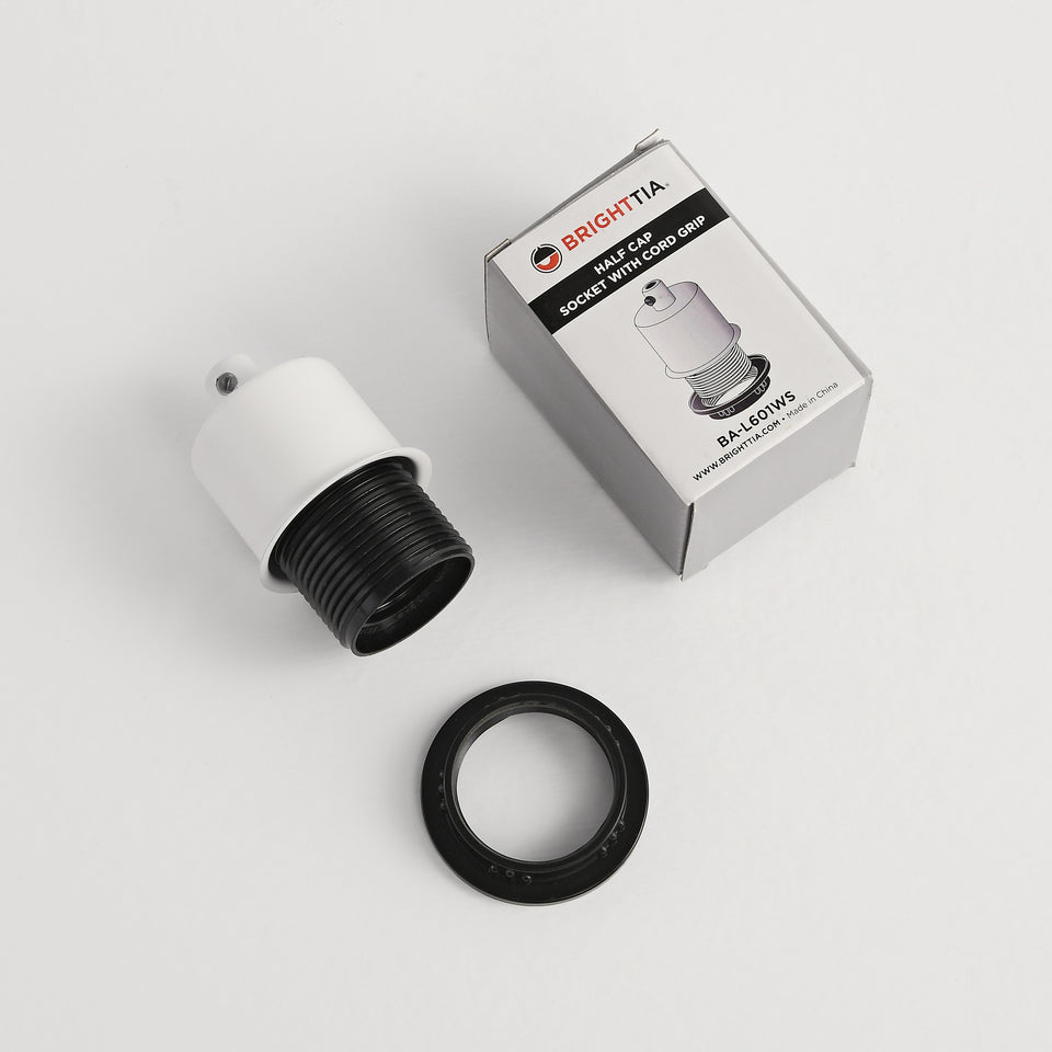 Half Cap E26 Shade-Ready Bulb Socket - White