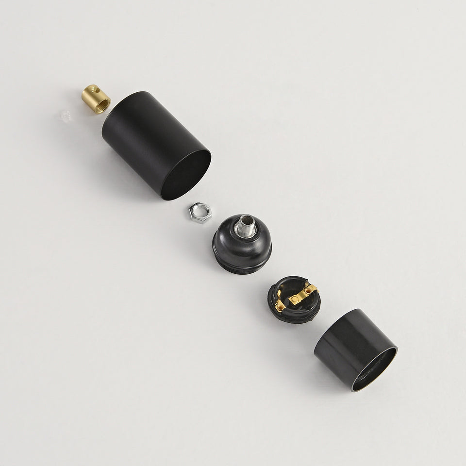 Full Cap E26 Bulb Socket With Cord Grip - Black/Gold