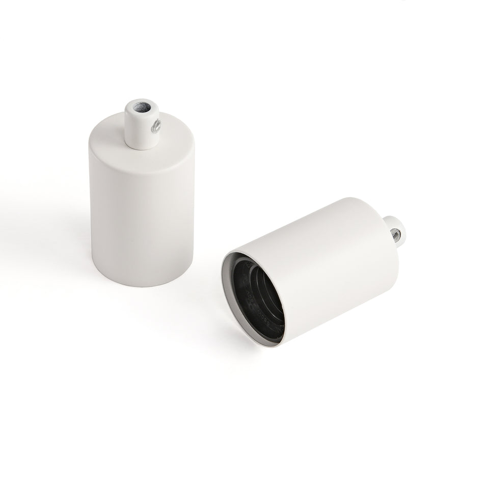 Full Cap E26 Bulb Socket With Cord Grip - White