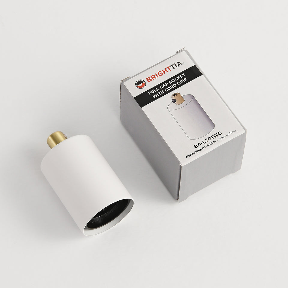 Full Cap E26 Bulb Socket With Cord Grip - White/Gold