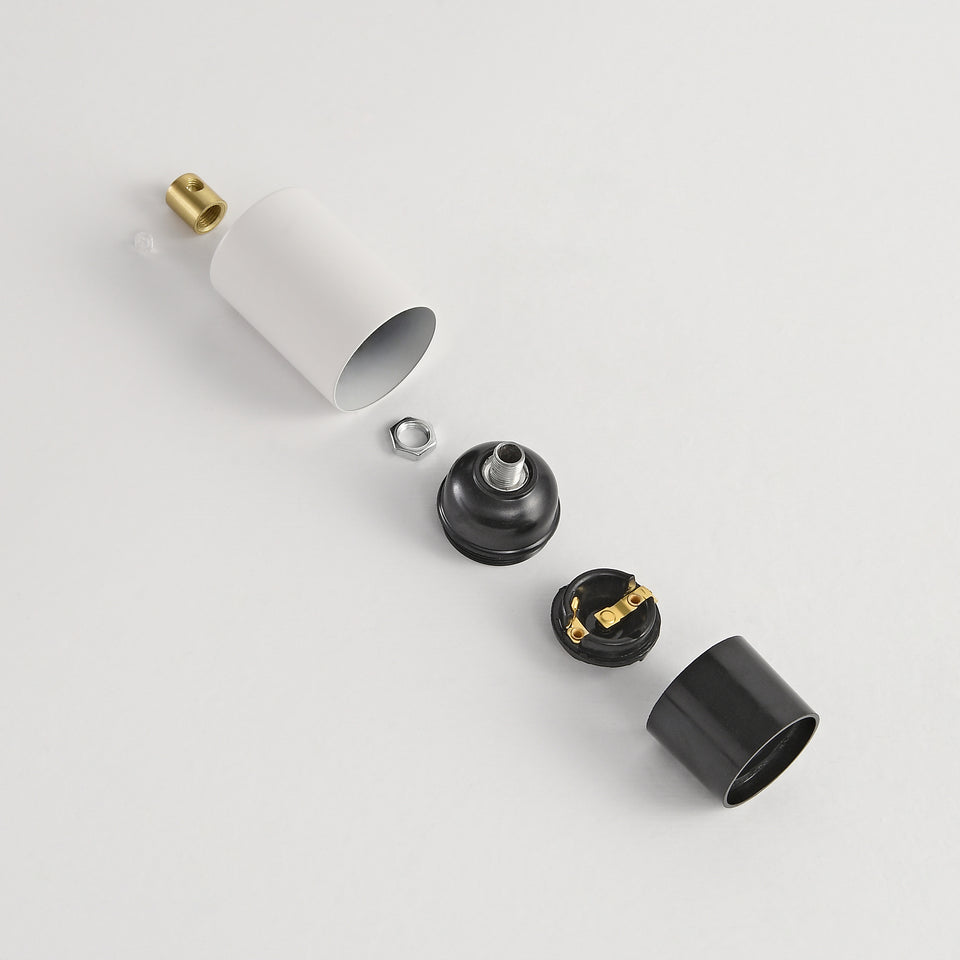 Full Cap E26 Bulb Socket With Cord Grip - White/Gold