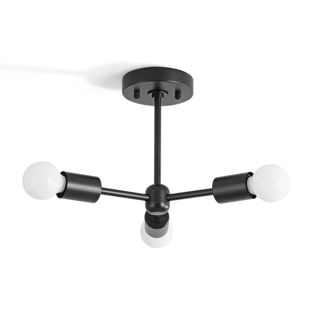 Brooklyn 3-Light Semi Flush Ceiling Lamp - Black