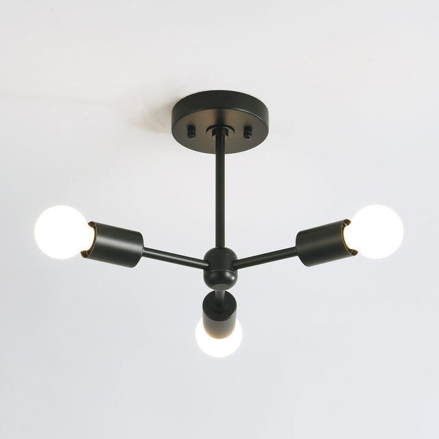 Brooklyn 3-Light Semi Flush Ceiling Lamp - Black