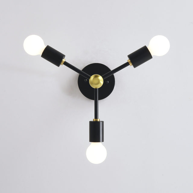 Brooklyn 3-Light Semi Flush Ceiling Lamp - Black/Gold