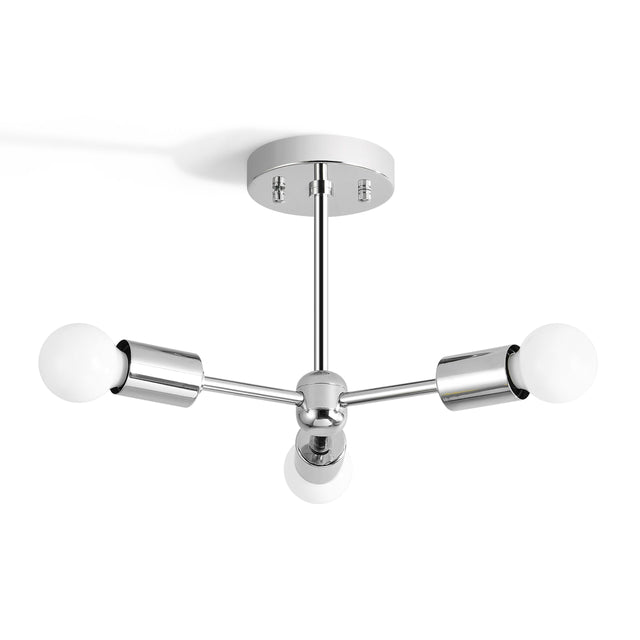 Brooklyn 3-Light Semi Flush Ceiling Lamp - Chrome