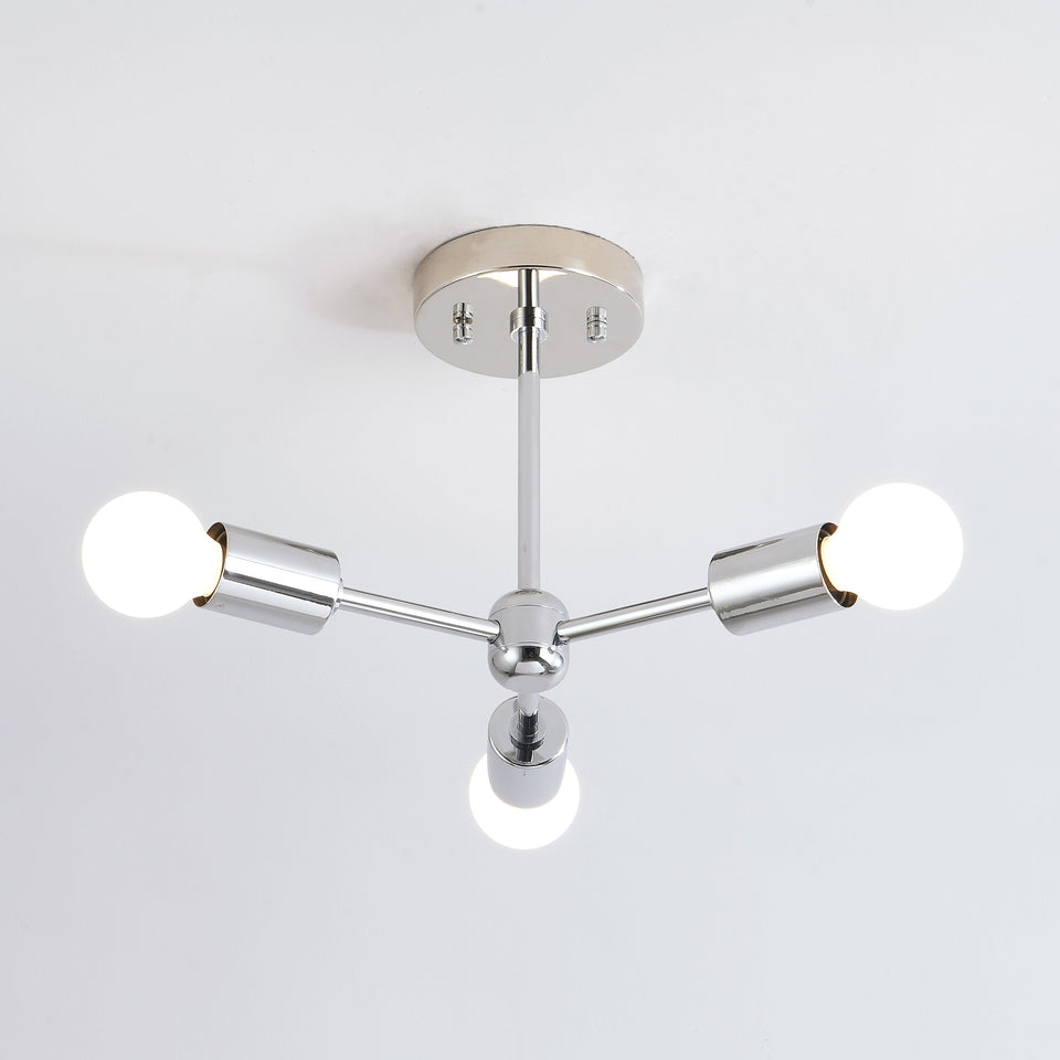 Brooklyn 3-Light Semi Flush Ceiling Lamp - Chrome