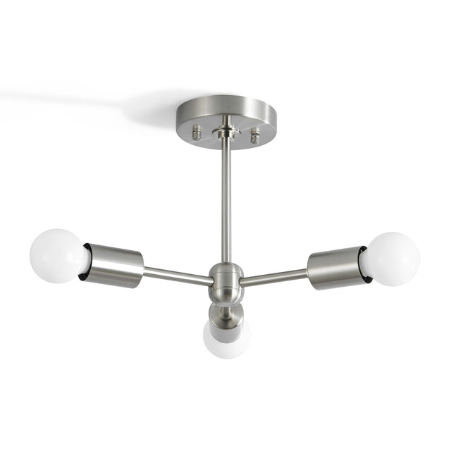 Brooklyn 3-Light Semi Flush Ceiling Lamp - Brushed Nickel