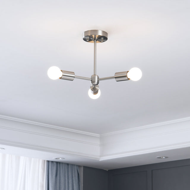 Brooklyn 3-Light Semi Flush Ceiling Lamp - Brushed Nickel