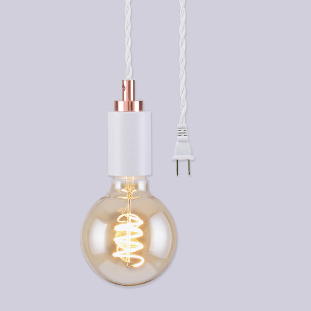 Simple Top Portable Plug-In Pendant - White/Rose Gold