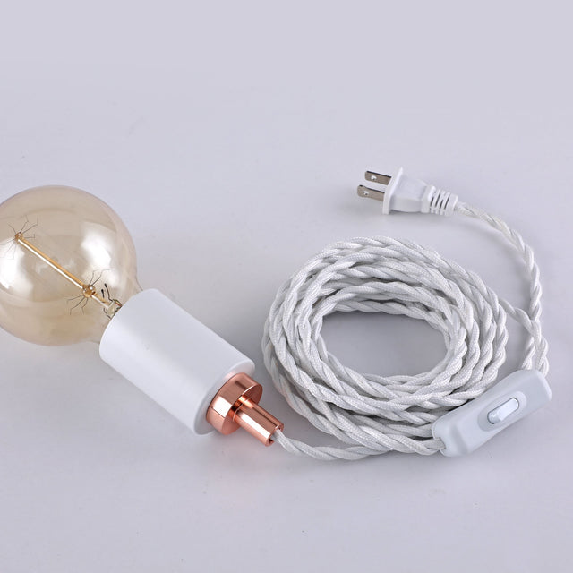 Simple Top Portable Plug-In Pendant - White/Rose Gold