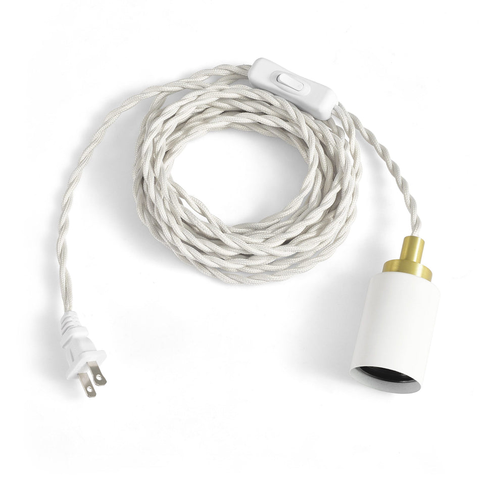 Simple Top Portable Plug-In Pendant - White/Gold