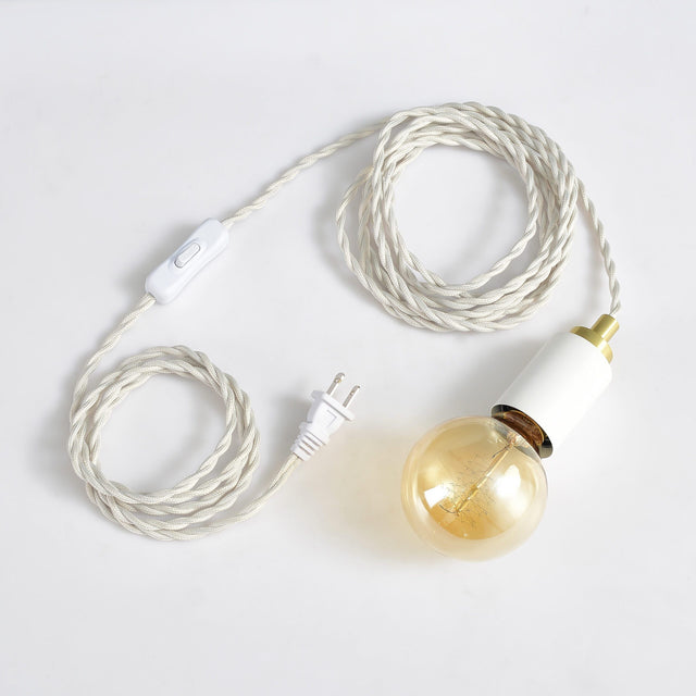 Simple Top Portable Plug-In Pendant - White/Gold