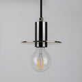 Mid-Century Gunmetal Tube Pendant with Gold Disc Shade