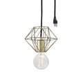 BP0017-1BP-Gold-Industrial Swag Plug-In Pendant Light with Diamond Wire Cage