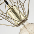 BP0017-1BP-Gold-Industrial Swag Plug-In Pendant Light with Diamond Wire Cage