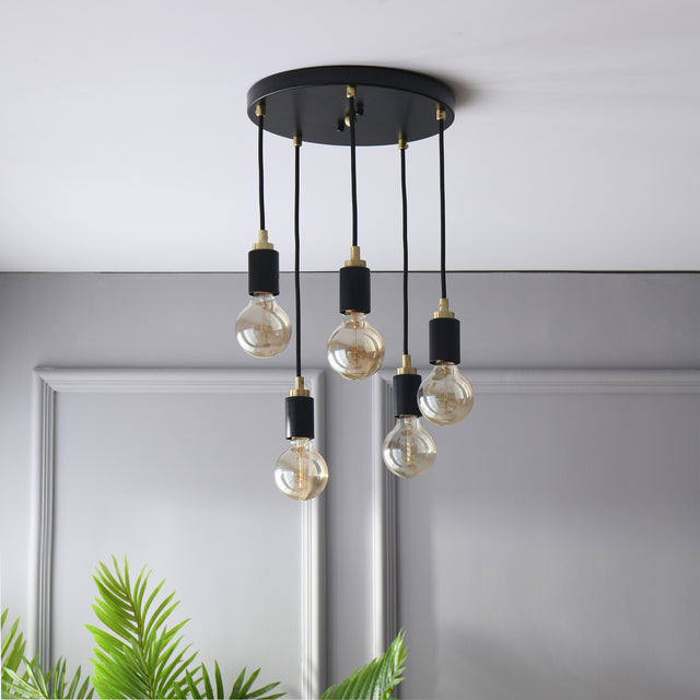 5-Light Spiral Mini Pendant Cluster Chandelier