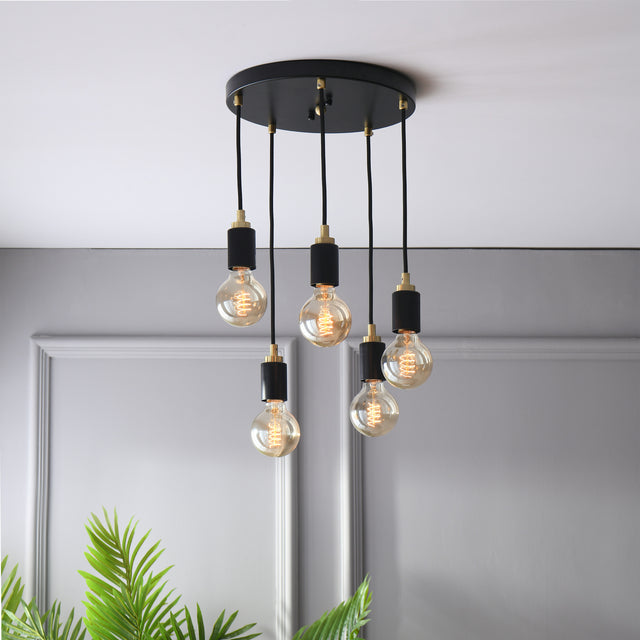 5-Light Spiral Mini Pendant Cluster Chandelier