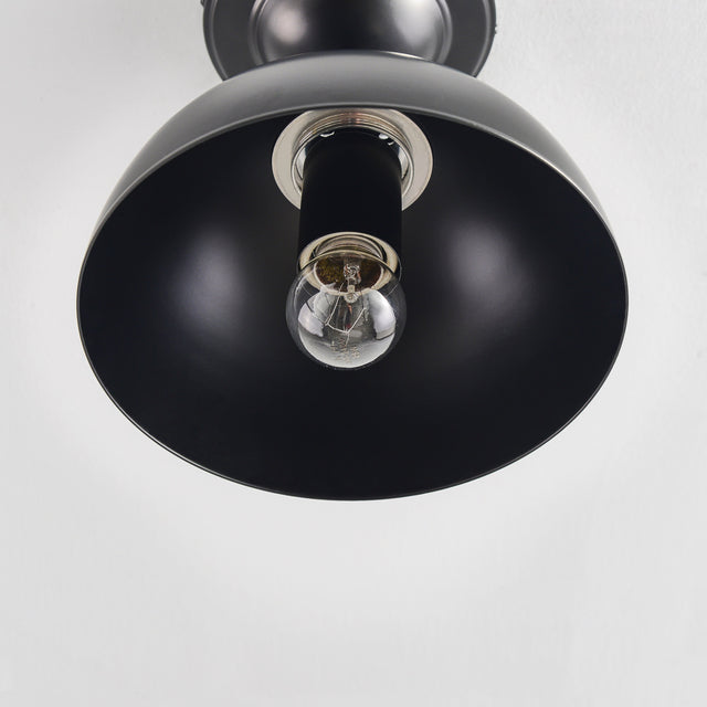 8" Frosted White Globe Ceiling Light - Black