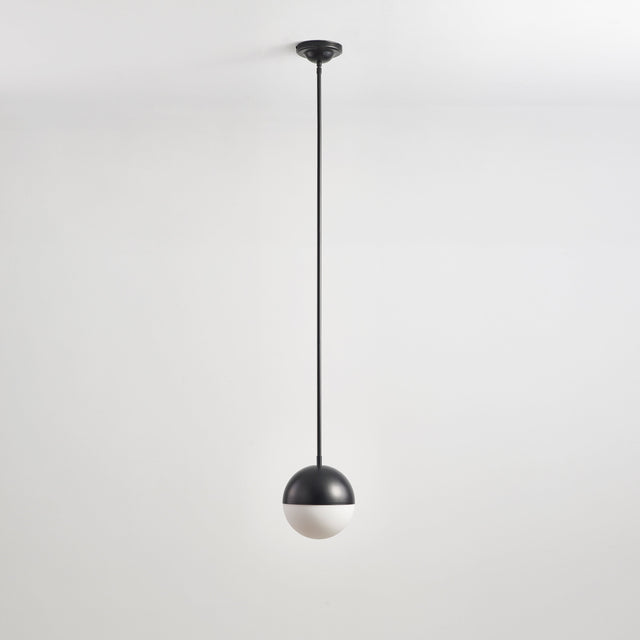 8" Frosted White Globe Ceiling Light - Black