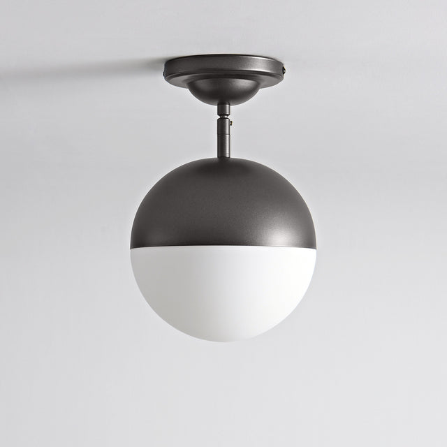 8" Frosted White Globe Ceiling Light - Dark Bronze