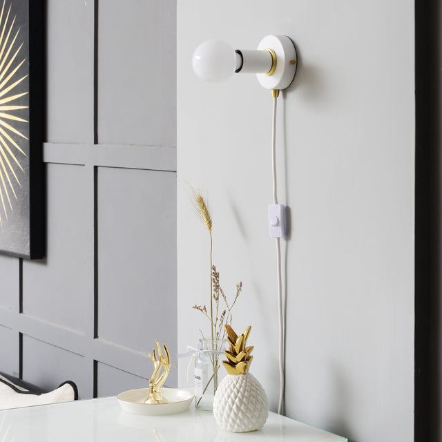 Simple Ring Plug In Wall Sconce - White/Gold