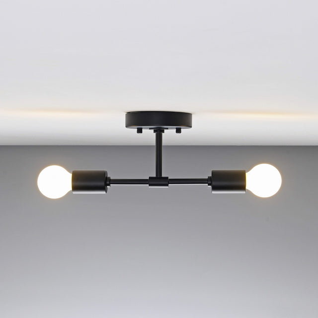 BW0023-2B: Matte black 2-light wall sconce