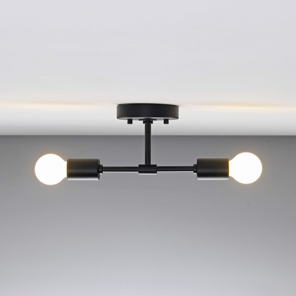 BW0023-2B: Matte black 2-light wall sconce