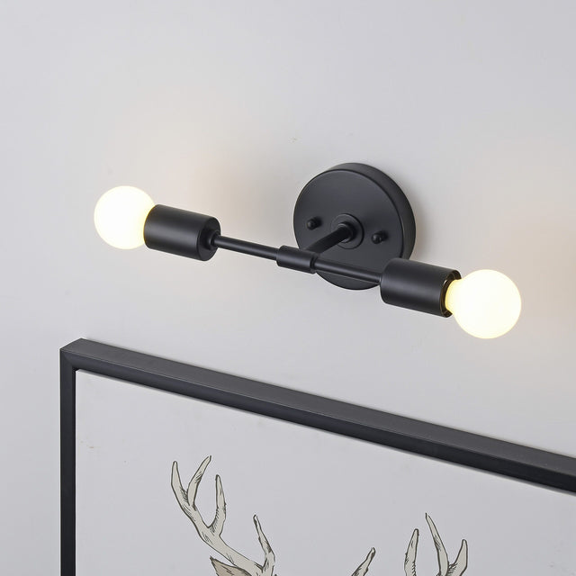 BW0023-2B: Matte black 2-light wall sconce