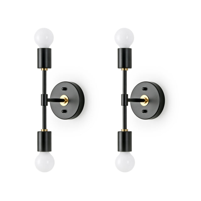 Brooklyn 2-Light Wall Sconce - Black/Gold - 2PACK