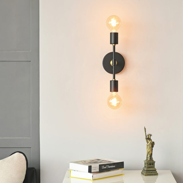 Brooklyn 2-Light Wall Sconce - Black/Gold