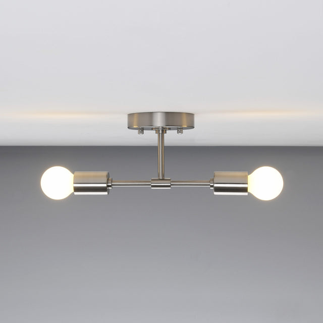 Brooklyn 2-Light Ceiling Lamp - Brushed Nickel